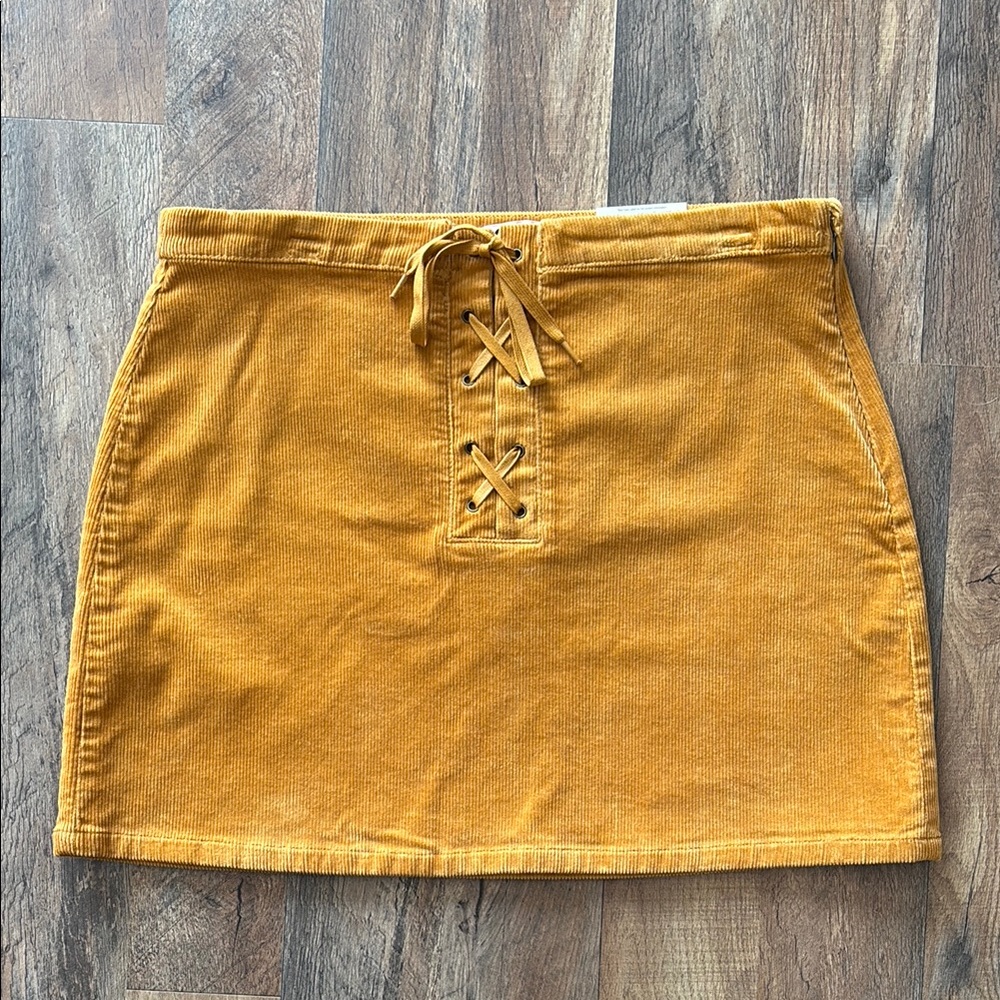 SO High Rise Corduroy Mustard Yellow Mini Skirt New